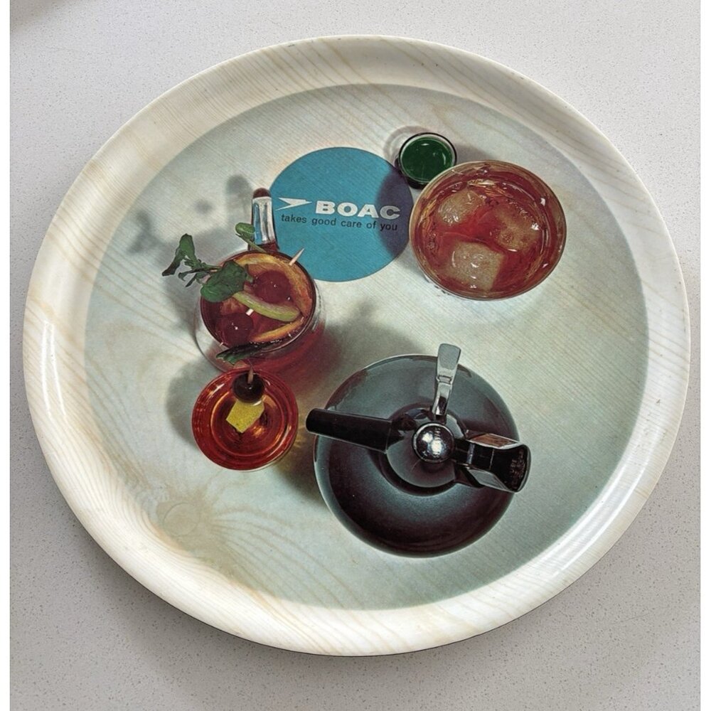 Vintage BOAC Takes Good Care Of You British Airways Melmac Serving Tray Airline